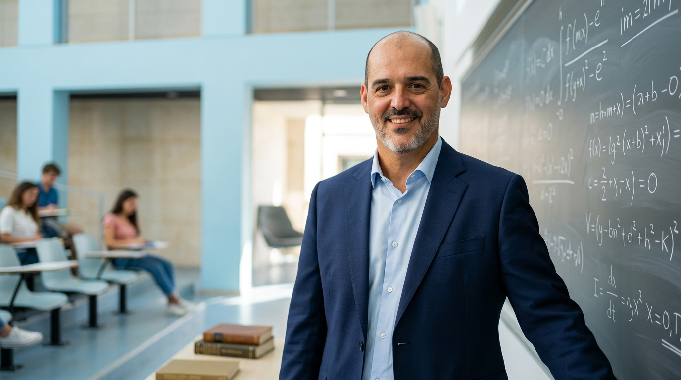 Carlos Mota em ambiente acadêmico, representando sua formação e conhecimento